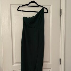 Hello Molly Dark Green One-Shoulder Dress